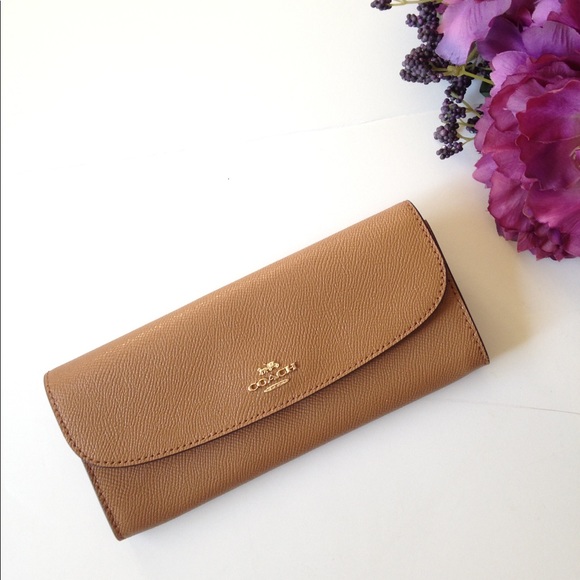 Coach Handbags - New Coach Tan & Gold Leather Wallet